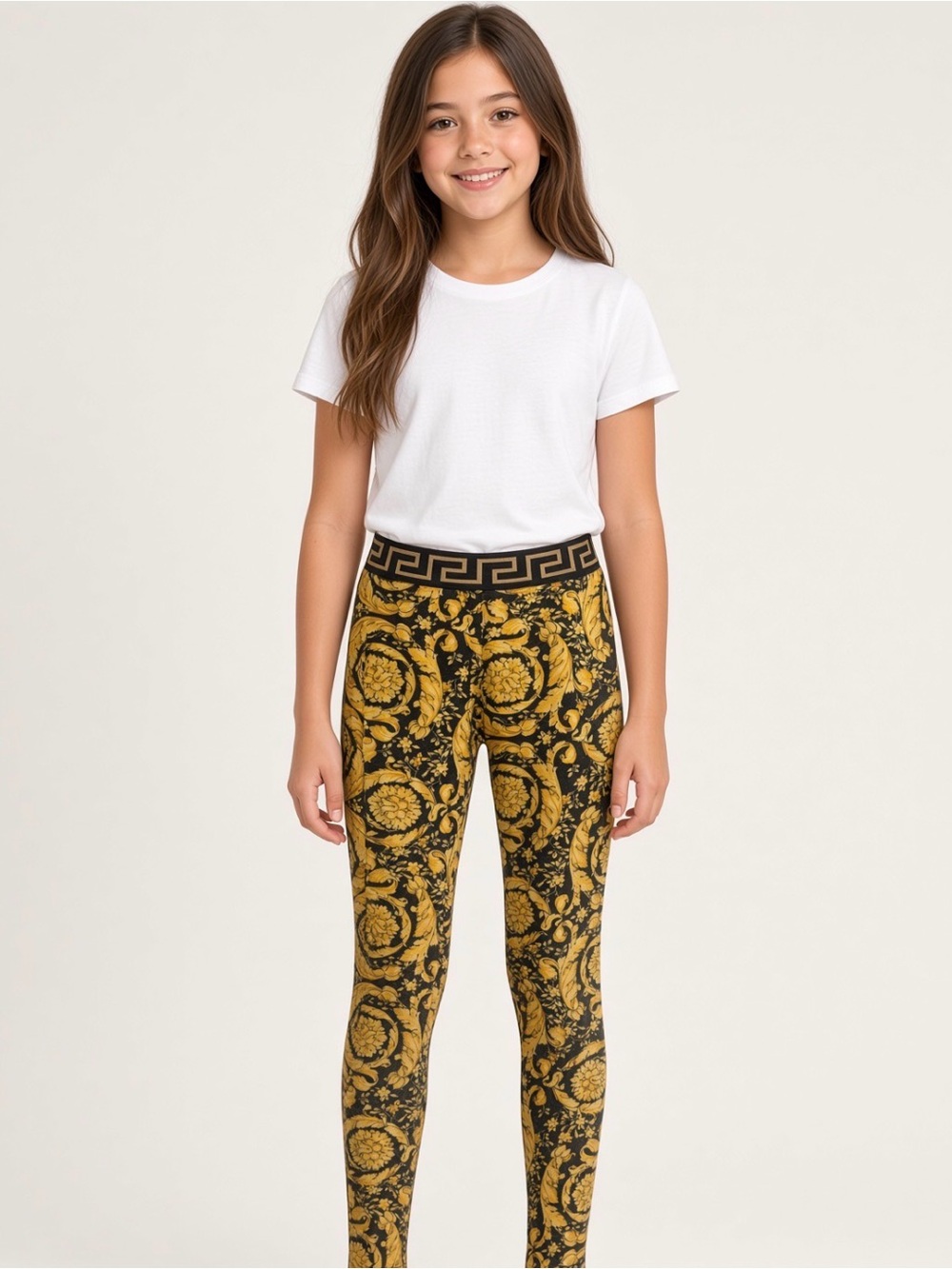 Versace Kids Barocco Leggings Black Gold Size 10A